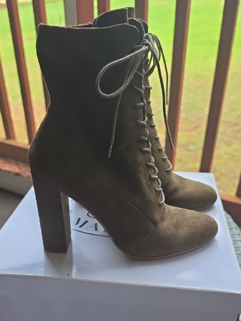 Steve Madden Olive Green Suede Lace-Up Ankle Boots